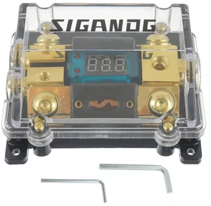 SIGANDG Car Audio Digital LED Voltage Display, ANL Fuse Holder Distribution Block 1 in 2 Out, with 2 Fuses and 2 Hexagon Wrench, Suitable for Car and Yacht Audio SIGANDG Car Audio Digital LED Voltage Display, ANL Fuse Holder Distribution Block 1 in 2 Out, with 2 Fuses and 2 Hexagon Wrench, Suitable for Car and Yacht Audio