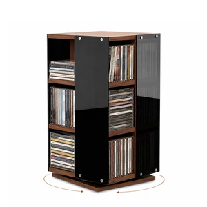Rotating Vinyl Record Storage, 4-Side Open Display CD Rack Tower for Desk Rotating Vinyl Record Storage, 4-Side Open Display CD Rack Tower for Desk