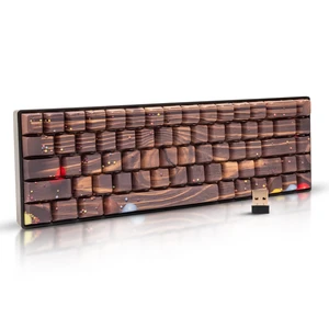 Wood Pattern Mechanical Keyboard Wireless & Bluetooth Brown Keyboard RGB Backlit Hot-Swappable PBT Keycaps Aesthetic Keyboard for Mac, Windows, iOS & Android Ergonomic Gaming & Office Keyboar Wood Pattern Mechanical Keyboard Wireless & Bluetooth Brown Keyboard RGB Backlit Hot-Swappable PBT Keycaps Aesthetic Keyboard for Mac, Windows, iOS & Android Ergonomic Gaming & Office Keyboar