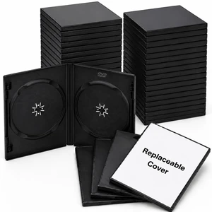 Sabary 25 Pcs 14 mm Double CD Jewel Cases with Cover Slot Standard 2 Discs Capacity Plastic Blank DVD Case Replacement for CD/DVD Protection Sabary 25 Pcs 14 mm Double CD Jewel Cases with Cover Slot Standard 2 Discs Capacity Plastic Blank DVD Case Replacement for CD/DVD Protection