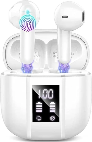 zakotu Wireless Earbuds 2026, Ear Buds LED Power Display Headphones Bass Stereo, Bluetooth Earbuds in-Ear Noise Cancelling Mic, Mini Case Sports Earphones,White zakotu Wireless Earbuds 2026, Ear Buds LED Power Display Headphones Bass Stereo, Bluetooth Earbuds in-Ear Noise Cancelling Mic, Mini Case Sports Earphones,White