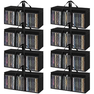 Afcabakila 8 Pack DVD Storage Bags, Stackable Holder Case for CDs Cases Water Resistant CD DVD Holder with Zipper & Handles for Blu-ray Video Games Albums Storage Holds DVDs Afcabakila 8 Pack DVD Storage Bags, Stackable Holder Case for CDs Cases Water Resistant CD DVD Holder with Zipper & Handles for Blu-ray Video Games Albums Storage Holds DVDs