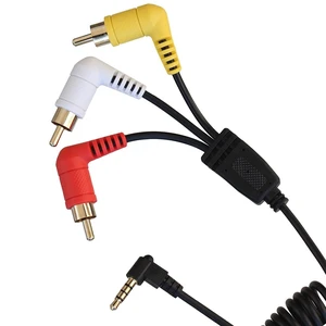 3.5mm to 3 RCA A/V Cable Compatible with Sony Handycam Camcorder and ImmersionRC Powerplay Coiled Plug and Play, No Cable Spacer Needed (Black, Red, White, Yellow) 3.5mm to 3 RCA A/V Cable Compatible with Sony Handycam Camcorder and ImmersionRC Powerplay Coiled Plug and Play, No Cable Spacer Needed (Black, Red, White, Yellow)