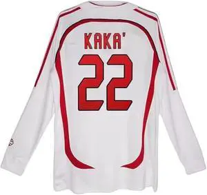 Milan Kaka #22 Retro Mens Soccer Jersey Fan Edition Long Sleeve Training & Casual Shirt Home & Away 2006/07 M Milan Kaka #22 Retro Mens Soccer Jersey Fan Edition Long Sleeve Training & Casual Shirt Home & Away 2006/07 M