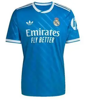Men's Real Madrid 25/26 Third Fan Version Soccer Jersey, Blue Short Sleeve Quick Dry Football Shirt for Training, Game Day and Casual Wear M Men's Real Madrid 25/26 Third Fan Version Soccer Jersey, Blue Short Sleeve Quick Dry Football Shirt for Training, Game Day and Casual Wear M