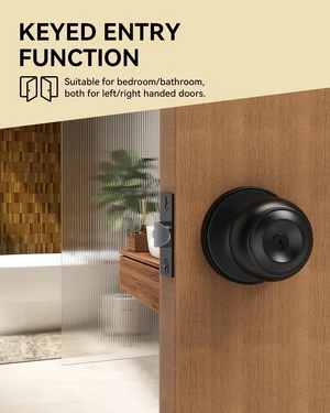 6 Pack Door Knob with Lock, Keyed Different Entry Door Knobs, Interior and Exterior Round Ball Door Lock for Front Bedroom or Bathroom, Door Knobs Matte Black Finish 6 Pack Door Knob with Lock, Keyed Different Entry Door Knobs, Interior and Exterior Round Ball Door Lock for Front Bedroom or Bathroom, Door Knobs Matte Black Finish
