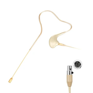 Headset/Headworn Microphone Single Earset Ear-hook Over Ear Hanging Condenser Mic Compatible with Shure Wireless System Bodypack Transmitter, Ideal for Performance, Theater, Lecture - Beige D4 Headset/Headworn Microphone Single Earset Ear-hook Over Ear Hanging Condenser Mic Compatible with Shure Wireless System Bodypack Transmitter, Ideal for Performance, Theater, Lecture - Beige D4