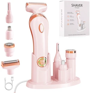 Electric Shaver for Legs Pubic Body Hair, 4 in 1 Bikini Trimmer for Women, Replaceable Lady Facial Nose Razor, IPX7 Waterproof Rechargeable Women's Grooming Kit Electric Shaver for Legs Pubic Body Hair, 4 in 1 Bikini Trimmer for Women, Replaceable Lady Facial Nose Razor, IPX7 Waterproof Rechargeable Women's Grooming Kit