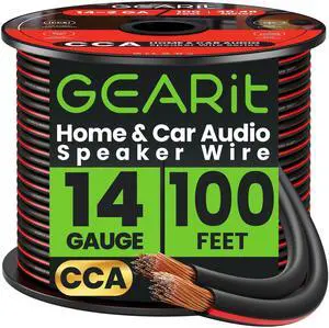 14 Gauge Speaker Wire 100ft,Flexible Speaker Cable with Foot Markers & Polarity Markings,14 Gauge Wire for Car Audio & Home Theater Speakers,Audio Cable for DIY Installations,CCA(Black) 14 Gauge Speaker Wire 100ft,Flexible Speaker Cable with Foot Markers & Polarity Markings,14 Gauge Wire for Car Audio & Home Theater Speakers,Audio Cable for DIY Installations,CCA(Black)