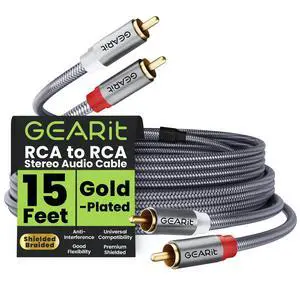 RCA Cables Car Audio 15ft OFC, Audio Cable with Dual Shielding & Gold-Plated Connectors, RCA Cable for Subwoofer Cable, Hi-Fi System, Amplifier, Active Speakers, Gaming Consoles RCA Cables Car Audio 15ft OFC, Audio Cable with Dual Shielding & Gold-Plated Connectors, RCA Cable for Subwoofer Cable, Hi-Fi System, Amplifier, Active Speakers, Gaming Consoles