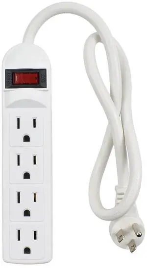 4-Outlet Power Strip with Angled Flat Plug, 20-Inch Short Cord, 250 Joules Surge Protection, Lighted On/Off Switch, Circuit Breaker, ETL Listed, Compact Space-Saving Design for Kitchen, Office, Travel 4-Outlet Power Strip with Angled Flat Plug, 20-Inch Short Cord, 250 Joules Surge Protection, Lighted On/Off Switch, Circuit Breaker, ETL Listed, Compact Space-Saving Design for Kitchen, Office, Travel
