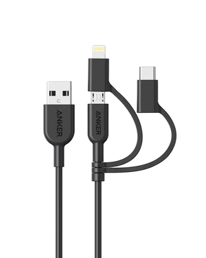 Powerline II 3-in-1 Lightning, USB C, Micro USB Cable | Compatible with iPhone, iPad, Huawei, HTC, LG, Samsung, Sony Xperia, Android Devices, and More Powerline II 3-in-1 Lightning, USB C, Micro USB Cable | Compatible with iPhone, iPad, Huawei, HTC, LG, Samsung, Sony Xperia, Android Devices, and More