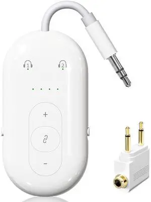 Airplane Bluetooth Adapter for Headphone Earphone, Bluetooth Audio Transmitter for TV, Transmitter Receiver 2 in 1 Dongle Work wih 3.5mm AUX Jacks for Speaker, Car, Gym Airplane Bluetooth Adapter for Headphone Earphone, Bluetooth Audio Transmitter for TV, Transmitter Receiver 2 in 1 Dongle Work wih 3.5mm AUX Jacks for Speaker, Car, Gym