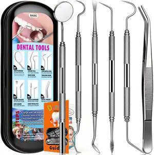 Dental Tools Plaque Remover Teeth Cleaning Tools Kit 6 Pcs Dental Care Kit Stainless Steel Dental Pick Tartar Remover Tool for Home/Travel/Pet Care-Storage Case Included Dental Tools Plaque Remover Teeth Cleaning Tools Kit 6 Pcs Dental Care Kit Stainless Steel Dental Pick Tartar Remover Tool for Home/Travel/Pet Care-Storage Case Included