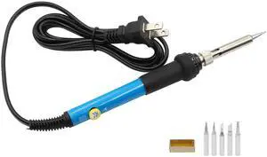 Electric Soldering Iron Kit, (60W,110V) Adjustable Temperature Welding Tool, with 5pcs Soldering Tips, Soldering Iron Kit, Stainless Steel, Copper, (Blue) Electric Soldering Iron Kit, (60W,110V) Adjustable Temperature Welding Tool, with 5pcs Soldering Tips, Soldering Iron Kit, Stainless Steel, Copper, (Blue)