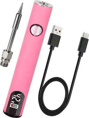 Premium Universal Portable Soldering Iron with LED Display, Rechargeable Cordless Soldering Iron with Built-in Battery, Ideal for Appliance Repair, DIY (Pink) Premium Universal Portable Soldering Iron with LED Display, Rechargeable Cordless Soldering Iron with Built-in Battery, Ideal for Appliance Repair, DIY (Pink)