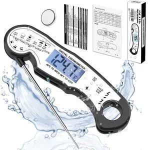 Digital Instant Read Meat Thermometer Digital for Grilling and Cooking - Waterproof Ultra-Fast Thermometer with Backlight&Calibration&Foldable Probe for Kitchen,Deep Fry,BBQ,Grill-Black/White Digital Instant Read Meat Thermometer Digital for Grilling and Cooking - Waterproof Ultra-Fast Thermometer with Backlight&Calibration&Foldable Probe for Kitchen,Deep Fry,BBQ,Grill-Black/White
