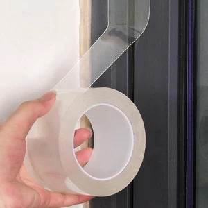 Transparent Weather Sealing Tape, Clear Draft Isolation Film Tape for Door Draft Stopper, Adhesive Tape for Doors, Windows and Shower Glass Gaps - No Residue (1.2 Inch x 16Ft) Transparent Weather Sealing Tape, Clear Draft Isolation Film Tape for Door Draft Stopper, Adhesive Tape for Doors, Windows and Shower Glass Gaps - No Residue (1.2 Inch x 16Ft)