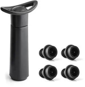Wine Vacuum Pump with 4 Stoppers, Wine Saver & Preserver, Food Grade Silicone Stoppers, Reusable Air Remover Pump for Standard Wine Bottles - Keeps Wine Fresh Longer Wine Vacuum Pump with 4 Stoppers, Wine Saver & Preserver, Food Grade Silicone Stoppers, Reusable Air Remover Pump for Standard Wine Bottles - Keeps Wine Fresh Longer