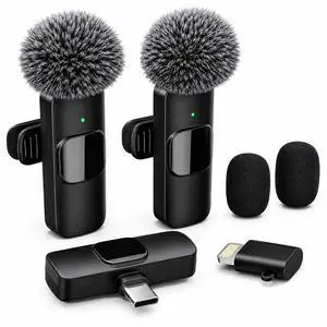 Wireless Lavalier Microphone for iPhone Android, 2 Pack Lapel Mic for Content Creators, Clip-On Mini Mic for Phone Video Recording, Vlogging, YouTube, TikTok, Live Stream, Noise Reduction, Plug & Play Wireless Lavalier Microphone for iPhone Android, 2 Pack Lapel Mic for Content Creators, Clip-On Mini Mic for Phone Video Recording, Vlogging, YouTube, TikTok, Live Stream, Noise Reduction, Plug & Play