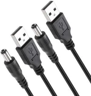 USB 2.0 A Male to DC 5.5x2.1mm 5 Volt 24AWG DC Connector Charge Barrel Jack Power Cable Black, 3FT (Max 2.5 Ampere Power Cable, Center PIN Positive),2Pack USB 2.0 A Male to DC 5.5x2.1mm 5 Volt 24AWG DC Connector Charge Barrel Jack Power Cable Black, 3FT (Max 2.5 Ampere Power Cable, Center PIN Positive),2Pack