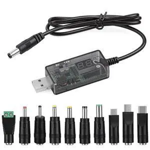Universal USB to DC 9V 12V Charging Cable, DC 5.5x2.1mm Plug Jack Charging Cable with 10 Connector for Toys, Watches, Speaker, Camera, Table Lamp, Monitor, Phones, LED Light Strip, Router Universal USB to DC 9V 12V Charging Cable, DC 5.5x2.1mm Plug Jack Charging Cable with 10 Connector for Toys, Watches, Speaker, Camera, Table Lamp, Monitor, Phones, LED Light Strip, Router