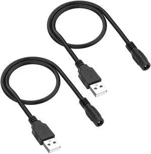USB 2.0 A to DC 5.5x2.1mm Adapter Charge Cable, DC5521 Female to USB Type A Male Connector Power Charging Cord for Laptop PC Phones DVD Player-2Pcs (0.3M, Black) USB 2.0 A to DC 5.5x2.1mm Adapter Charge Cable, DC5521 Female to USB Type A Male Connector Power Charging Cord for Laptop PC Phones DVD Player-2Pcs (0.3M, Black)
