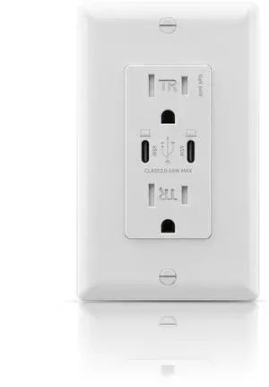65W USB C Outlet, GaN PD Charger Wall Receptacles for MacBook/Laptop, 15Amp TR Electrical Outlet with Ultra-Fast USB Ports, Wall Plate Included, ETL & FCC Listed, White, 1 Pack 65W USB C Outlet, GaN PD Charger Wall Receptacles for MacBook/Laptop, 15Amp TR Electrical Outlet with Ultra-Fast USB Ports, Wall Plate Included, ETL & FCC Listed, White, 1 Pack