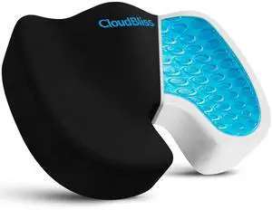 Gel Seat Cushion - Cooling Gel Enhanced Memory Foam Ergonomic Seat Cushion for Long Sitting for Office, Game, Car, Automotive, Airplane (Large, Black) Gel Seat Cushion - Cooling Gel Enhanced Memory Foam Ergonomic Seat Cushion for Long Sitting for Office, Game, Car, Automotive, Airplane (Large, Black)