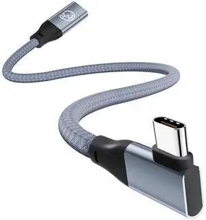 USB C Extension Cable Right Angle 0.3M/1FT, 90 Degree USB-C 3.2 Female to Male Cable 20Gbps, 4K@60Hz Video Output Type C Extender for iPhone 17 16, MacBook Pro Air, iPad, Magsafe Charger USB C Extension Cable Right Angle 0.3M/1FT, 90 Degree USB-C 3.2 Female to Male Cable 20Gbps, 4K@60Hz Video Output Type C Extender for iPhone 17 16, MacBook Pro Air, iPad, Magsafe Charger