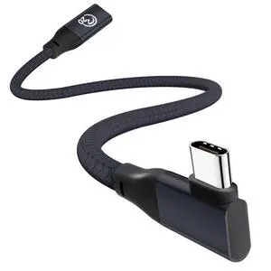 USB C Extension Cable Right Angle 0.3M/1FT, 90 Degree USB-C 3.2 Female to Male Cable 20Gbps, 4K@60Hz Video Output Type C Extender for iPhone 17 16, MacBook Pro Air, iPad, Magsafe Charger USB C Extension Cable Right Angle 0.3M/1FT, 90 Degree USB-C 3.2 Female to Male Cable 20Gbps, 4K@60Hz Video Output Type C Extender for iPhone 17 16, MacBook Pro Air, iPad, Magsafe Charger