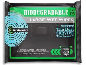 Flushable Wipes for Adults, Men or Women - Unscented | Biodegradable Wet Wipe for Face, Body Butt, Post Workout, Travel Outdoors, Camping, 15 Count, Pack of 1 Flushable Wipes for Adults, Men or Women - Unscented | Biodegradable Wet Wipe for Face, Body Butt, Post Workout, Travel Outdoors, Camping, 15 Count, Pack of 1