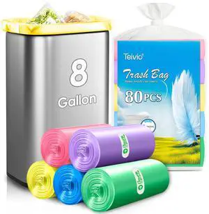 Medium Colorful Trash Bags 8 Gallon 80 Count Kitchen Garbage Bags | Fit 25-30 Liters,6,7,8,9Gal,Multicolor Small Plastic Waste Basket Bins Can Liners for Home Bathroom Office Car,Unscented Medium Colorful Trash Bags 8 Gallon 80 Count Kitchen Garbage Bags | Fit 25-30 Liters,6,7,8,9Gal,Multicolor Small Plastic Waste Basket Bins Can Liners for Home Bathroom Office Car,Unscented