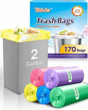 2 Gallon Small Trash Bags, 170 Count Multicolor Strong Garbage Bags, Mini Trash Can Liners Fit 510L /13 Gallon, Plastic Waste Basket Liners for Bathroom, Kitchen, Bedroom, Home Office, Car & Dog Poo 2 Gallon Small Trash Bags, 170 Count Multicolor Strong Garbage Bags, Mini Trash Can Liners Fit 510L /13 Gallon, Plastic Waste Basket Liners for Bathroom, Kitchen, Bedroom, Home Office, Car & Dog Poo