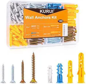 Wall Anchors Kit for Hanging Wall Art Decor, 160Pcs Drywall Anchors Assortment Kit for Frame Shelf Decorations, Plant Hooks, 80 Screws and 80 Plugs, Picture Hangers for Dry Wall Concrete Brick Wall Anchors Kit for Hanging Wall Art Decor, 160Pcs Drywall Anchors Assortment Kit for Frame Shelf Decorations, Plant Hooks, 80 Screws and 80 Plugs, Picture Hangers for Dry Wall Concrete Brick