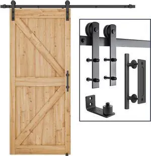 6.8 FT Heavy Duty Sturdy Sliding Barn Door Hardware Kit,Black | (Whole Set Includes 1x Pull Handle Set & 1x Floor Guide) Fit 36"-40" Wide Door Panel (I Shape Hanger) 6.8 FT Heavy Duty Sturdy Sliding Barn Door Hardware Kit,Black | (Whole Set Includes 1x Pull Handle Set & 1x Floor Guide) Fit 36"-40" Wide Door Panel (I Shape Hanger)