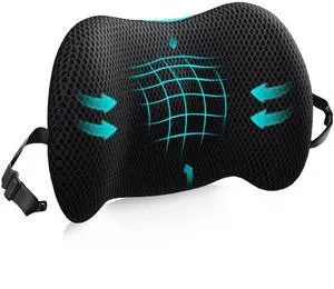 Lumbar Support Pillow for Office Chair, Car Lumbar Pillow Lower Back Pain Relief, Memory Foam Back Cushion with 4D Mesh Cover and Adjustable Straps, Ergonomic Chair Back Pillow for Car,Bed, Gaming Lumbar Support Pillow for Office Chair, Car Lumbar Pillow Lower Back Pain Relief, Memory Foam Back Cushion with 4D Mesh Cover and Adjustable Straps, Ergonomic Chair Back Pillow for Car,Bed, Gaming