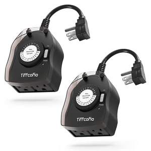 Outdoor Timer Outlet for Lights, 24 Hour Mechanical, Outdoor Light Timer Waterproof, 2 Grounded Outlets for Home and Garden, 15A 1/2HP, Heavy Duty, CSA Listed (2 Pack) Outdoor Timer Outlet for Lights, 24 Hour Mechanical, Outdoor Light Timer Waterproof, 2 Grounded Outlets for Home and Garden, 15A 1/2HP, Heavy Duty, CSA Listed (2 Pack)