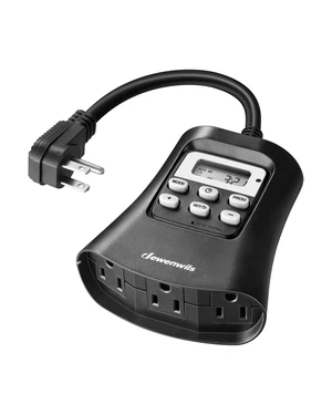 Outdoor Digital Timer for Lights, 3-Prong Outlet 7-Day Programmable, 3 Grounded Outlets, 15A 1/3 HP, Plug in Timer for String Lights, Pump, Sprinkler, Fountain, UL Listed Outdoor Digital Timer for Lights, 3-Prong Outlet 7-Day Programmable, 3 Grounded Outlets, 15A 1/3 HP, Plug in Timer for String Lights, Pump, Sprinkler, Fountain, UL Listed