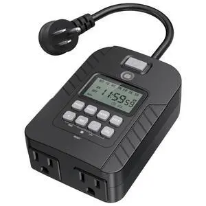 Outdoor Light Timer, Waterproof Digital Timer Outlet, Dusk to Dawn Countdown Timer Plug, 7 Day Programmable 24 Hours Electrical Timer, 2 Grounded Outside Timers for Christmas Lights, 15A 1/2HP Outdoor Light Timer, Waterproof Digital Timer Outlet, Dusk to Dawn Countdown Timer Plug, 7 Day Programmable 24 Hours Electrical Timer, 2 Grounded Outside Timers for Christmas Lights, 15A 1/2HP
