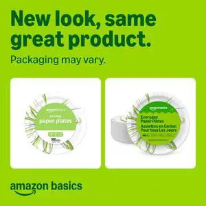 Everyday Disposable Paper Plates, 8.62 Inch, Microwave-Safe, Cut Resistant, Soak-Proof, 100 Count, Packaging May Vary Everyday Disposable Paper Plates, 8.62 Inch, Microwave-Safe, Cut Resistant, Soak-Proof, 100 Count, Packaging May Vary