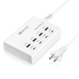 USB Charger with USB C PD20W and USB A QC18W, 60W PD Fast Charging Station, 5ft 8-Port Multiple Desktop Multi Port USB Charging Hub Compatible with iPad iPhone 17/16/15/14, Galaxy S24/S23/S22 USB Charger with USB C PD20W and USB A QC18W, 60W PD Fast Charging Station, 5ft 8-Port Multiple Desktop Multi Port USB Charging Hub Compatible with iPad iPhone 17/16/15/14, Galaxy S24/S23/S22