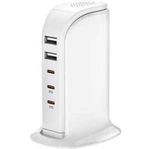 USB C Charger Block Multiport , Upgrade Charging Station with 3 Type-C PD 20W and 2 USB Ports, Desktop USB Tower Hub for Mutiple Devices, Travel/Home Power Adapter, Worldwide Compatible USB C Charger Block Multiport , Upgrade Charging Station with 3 Type-C PD 20W and 2 USB Ports, Desktop USB Tower Hub for Mutiple Devices, Travel/Home Power Adapter, Worldwide Compatible