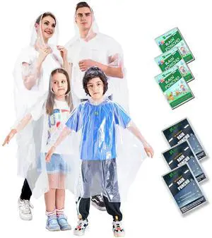 Disposable Rain Ponchos Family 6 Pack for Adults & Kids Extra Thick Disposable Rain Ponchos Family 6 Pack for Adults & Kids Extra Thick