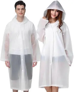 Rain Ponchos for Adults Reusable, 2 Pcs Raincoats for Women Men with Hood (A-Adults Poncho-White) Rain Ponchos for Adults Reusable, 2 Pcs Raincoats for Women Men with Hood (A-Adults Poncho-White)