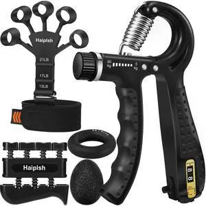 Grip Strength Trainer Kit (5 Pack) with Finger Exerciser, Hand Grip Strengthener, Hand Extension Exerciser, Stress Relief Ball and Forearm Workout Ring for Muscle Building and Injury Recover, Silicone Grip Strength Trainer Kit (5 Pack) with Finger Exerciser, Hand Grip Strengthener, Hand Extension Exerciser, Stress Relief Ball and Forearm Workout Ring for Muscle Building and Injury Recover, Silicone