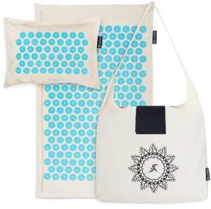 Ki Acupressure Mat and Pillow Set with 100% Natural Linen and Coconut Fiber Filling; Spike Mat for Back and Neck Pain Relief, Muscle Relaxation, and Stress Relief, Paradise Cove Ki Acupressure Mat and Pillow Set with 100% Natural Linen and Coconut Fiber Filling; Spike Mat for Back and Neck Pain Relief, Muscle Relaxation, and Stress Relief, Paradise Cove