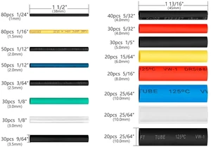 580 pcs 2:1 Heat Shrink Tubing Kit 6 Colors 11 Sizes Assorted Sleeving Tube Wrap Cable Wire Kit for DIY (Pack of 2) 580 pcs 2:1 Heat Shrink Tubing Kit 6 Colors 11 Sizes Assorted Sleeving Tube Wrap Cable Wire Kit for DIY (Pack of 2)