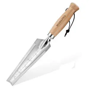 Garden Trowel with Wood Handle, Stainless Steel Narrow Hand Shovel | Multi-Use Flat Garden Trowel for Planting, Weeding, Transplanting, Digging, Small Weeding knife for Gardening Garden Trowel with Wood Handle, Stainless Steel Narrow Hand Shovel | Multi-Use Flat Garden Trowel for Planting, Weeding, Transplanting, Digging, Small Weeding knife for Gardening