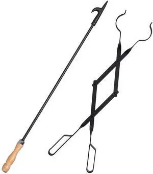 Heavy Duty 32 Long Fireplace Fire Pit Campfire Poker Stick and 26 Fireplace Tongs Tool Sets, Log Grabber, Rust Resistant Black Finish Camping Fireplace Tools for Indoor/Outdoor Heavy Duty 32 Long Fireplace Fire Pit Campfire Poker Stick and 26 Fireplace Tongs Tool Sets, Log Grabber, Rust Resistant Black Finish Camping Fireplace Tools for Indoor/Outdoor